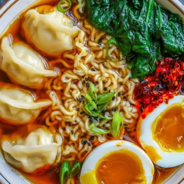 Dumpling Ramen Bowl filled with dumplings and rich broth