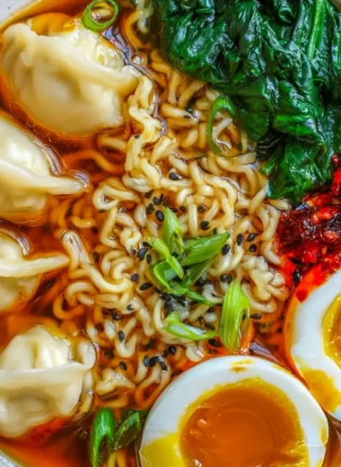 Dumpling Ramen Bowl filled with dumplings and rich broth