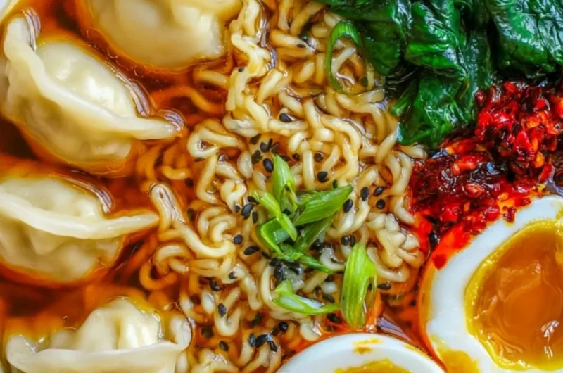 Dumpling Ramen Bowl filled with dumplings and rich broth