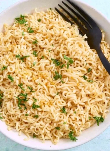 Delicious Garlic Butter Ramen noodles served in a bowl