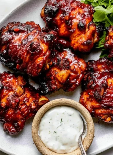 Honey Harissa Chicken dish garnished with herbs and spices