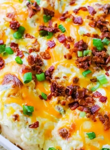 Delicious Million Dollar Chicken Bake recipe with creamy textures and toppings.