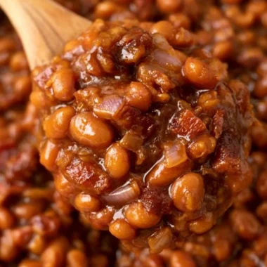 Delicious Ultimate Baked Beans served in a bowl.