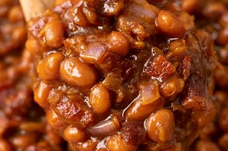 Delicious Ultimate Baked Beans served in a bowl.
