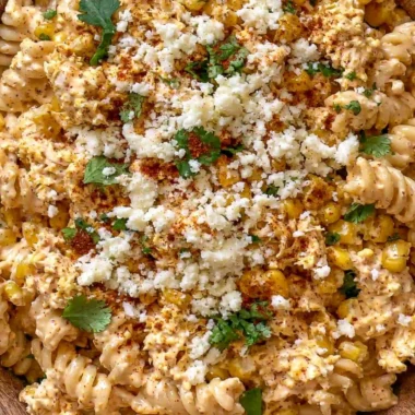 Zesty Mexican Street Corn Chicken Pasta Salad with fresh ingredients