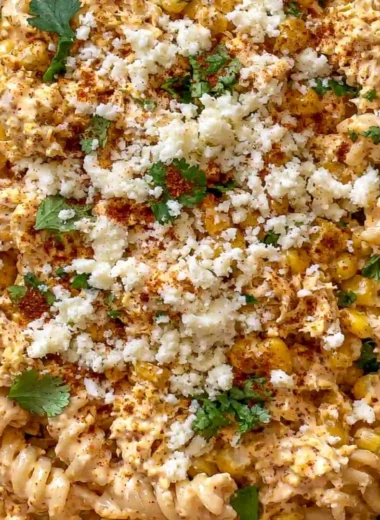 Zesty Mexican Street Corn Chicken Pasta Salad with fresh ingredients