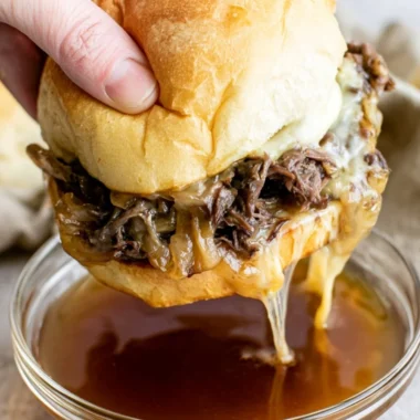 Cozy homemade French dip sandwiches with tender beef and au jus