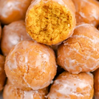 Cozy pumpkin donut holes with a dusting of cinnamon sugar